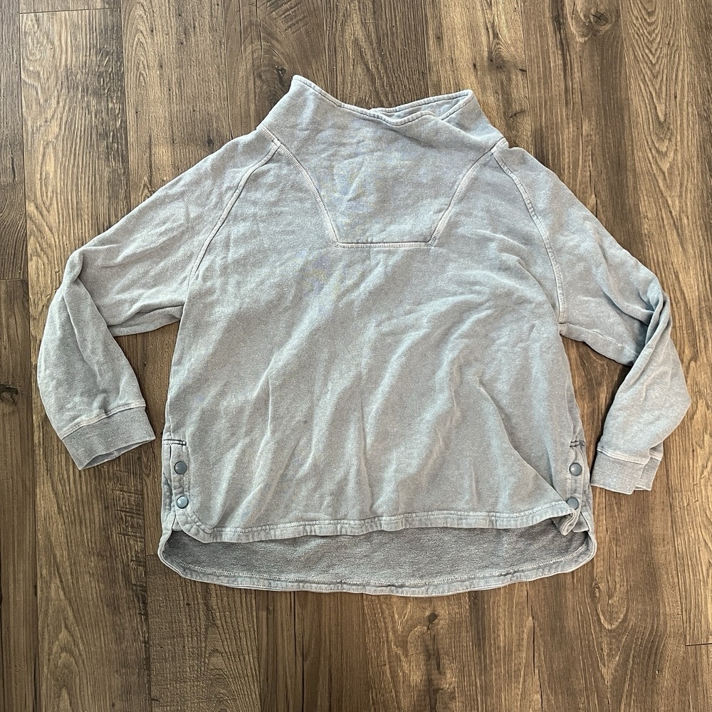Wrap London Funnel Neck Hemp Organic Cotton Sweatshirt Light Blue US 8